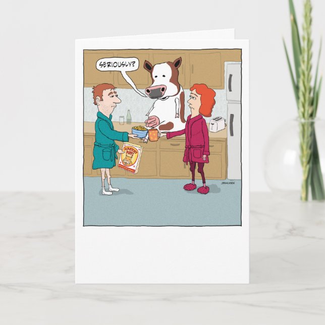 Tarjeta Divertido Ordeñando la Vaca Feliz Aniversario (Anverso)