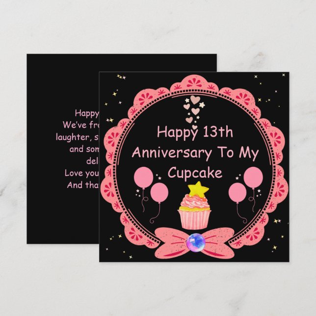 Tarjeta Divertido pastel de encaje rosado de esposa en 13  (Anverso / Reverso)