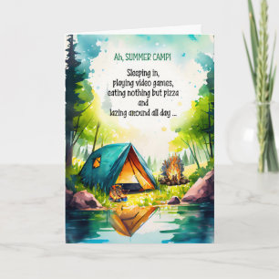 Tarjeta Divertido Pensando en Ti Lejos en el Campamento de