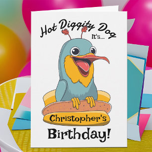 Tarjeta Divertido Perro Caliente Amante De Ave Silenciosa 