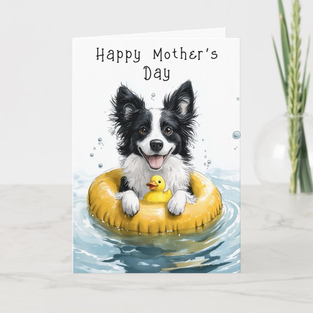 Tarjeta Divertido perro collie nadando CV6 Personalizado M (Anverso)