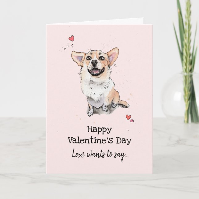 Tarjeta Divertido perro de Corgi lindo día de San Valentín (Anverso)