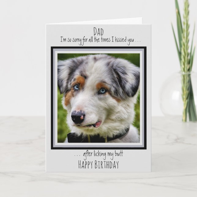Tarjeta Divertido perro papá feliz cumpleaños lindo foto d (Anverso)