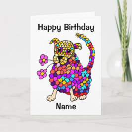 Tarjeta Divertido Personalizado de Cute Mosaic Dog
