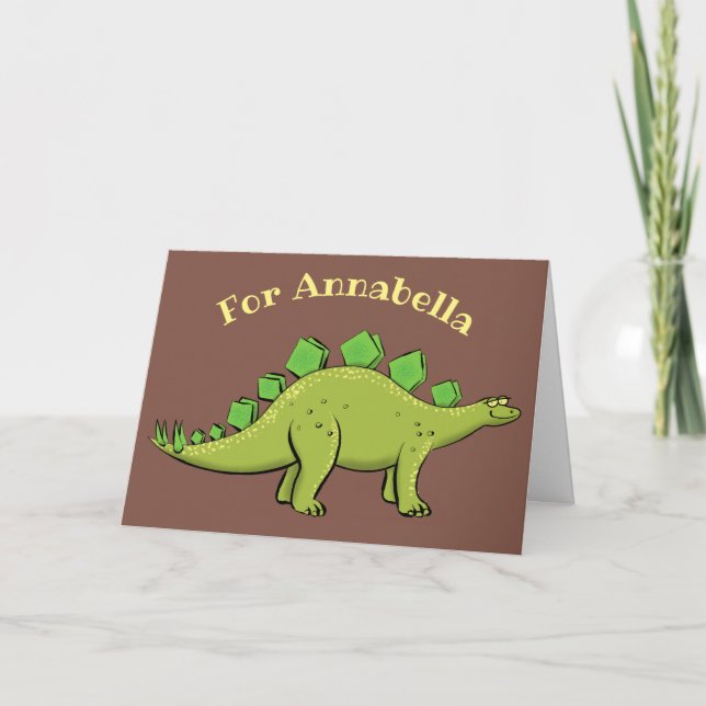 Tarjeta Divertido personalizado de dinosaurios estegosauri (Anverso)