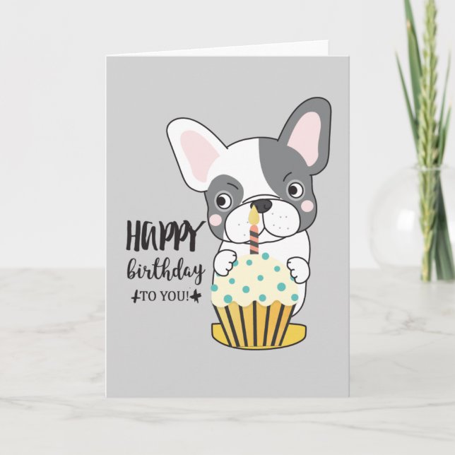 Tarjeta Divertido Personalizado de Perro Cupcake Candle Ha (Anverso)