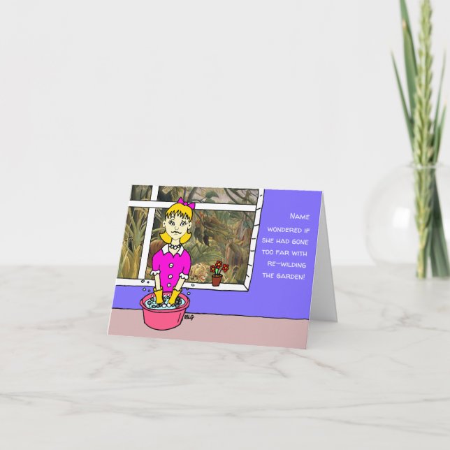 Tarjeta Divertido Personalizado mujer jardinero feliz cump (Anverso)