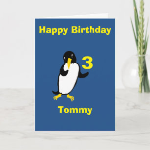 Tarjeta Divertido pingüino Cumpleaños, añada la edad del n