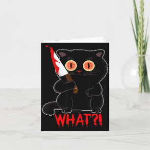 Tarjeta Divertido Qué_ Gato Negro de Halloween Apuñala Gat