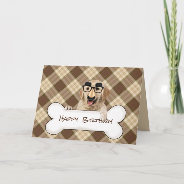 Tarjeta divertido recuperador de oro de cumpleaños en plai (Anverso)
