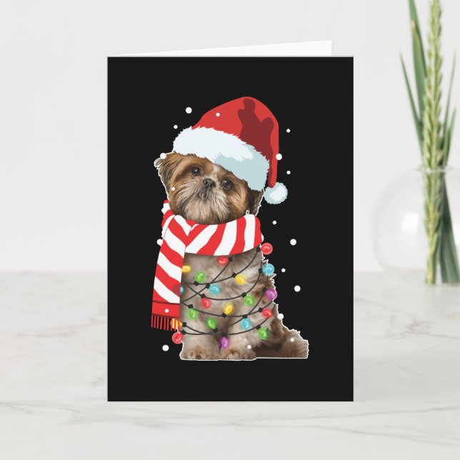 Tarjeta Divertido regalo navideño divertido de perro de Sh (Anverso)