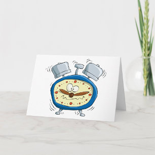 Tarjeta Divertido reloj despertador de dibujos animados de
