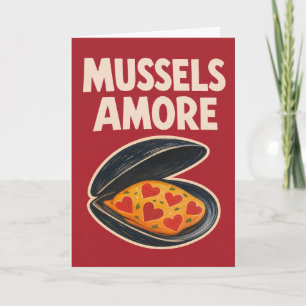 Tarjeta Divertido Retro Mejillón Amore Amor Romance Coster