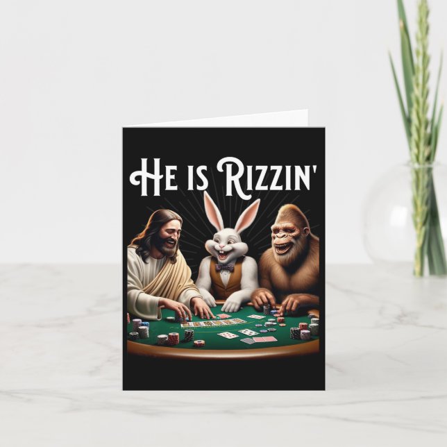 Tarjeta Divertido Rizz Él Está Rizzin Jesús  (Anverso)