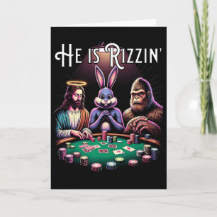 Tarjeta Divertido Rizz Él Está Rizzin Jesús Conejo de Pasc