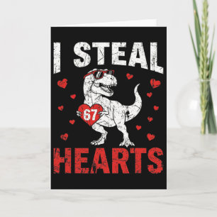 Tarjeta Divertido robo corazones 67 San Valentín Dinosauri