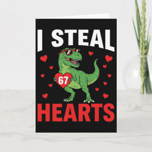Tarjeta Divertido robo corazones 67 San Valentín Dinosauri
