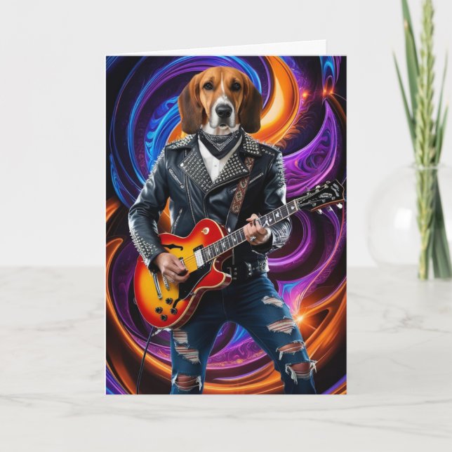 Tarjeta Divertido Rocker Foxhound Inglés (Anverso)