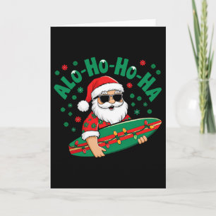 Tarjeta Divertido Santa hawaiano Alo-ho-ho-ha surfista Nav