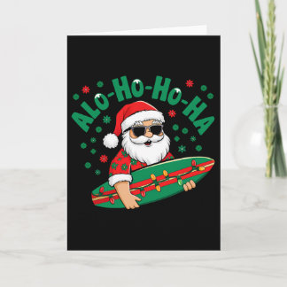 Tarjeta Divertido Santa hawaiano Alo-ho-ho-ha surfista Nav