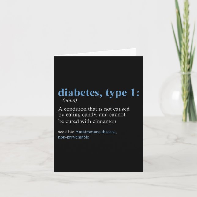Tarjeta Divertido Sarcasmo T1D Conciencia sobre la definic (Anverso)