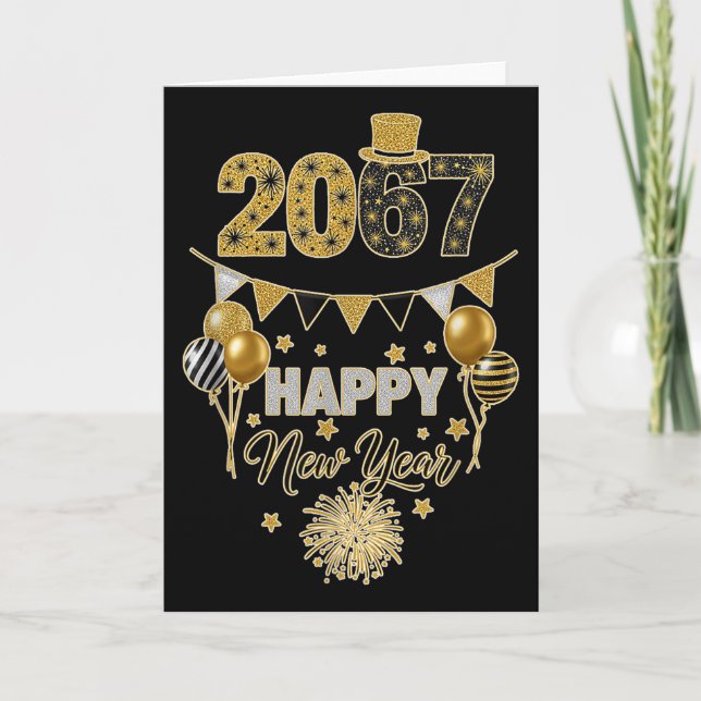 Tarjeta Divertido Seis Siete 67 Meme Feliz Año Nuevo  (Anverso)