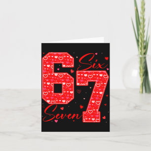 Tarjeta Divertido Seis Siete 6 7 Meme Corazones Cud Día de