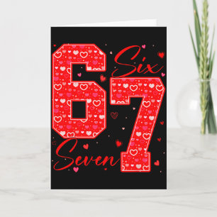 Tarjeta Divertido Seis Siete 6 7 Meme Corazones Cupido Día