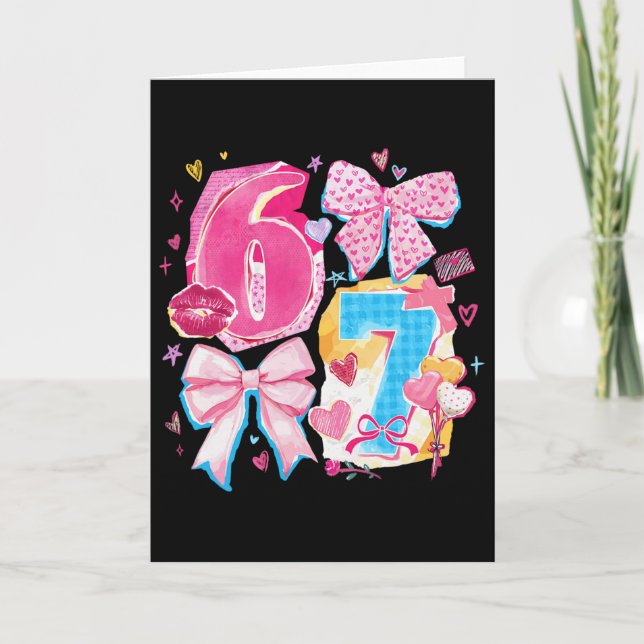 Tarjeta Divertido Seis Siete San Valentín Coqueta Lazo Ele (Anverso)