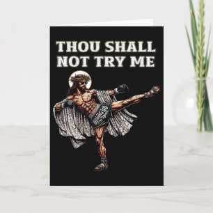Tarjeta Divertido Señor Jesús Muay Thai Boxeo Tailandés Ki