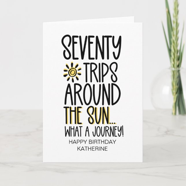 Tarjeta Divertido Setenta, Viejos 70 Años Por Un Amigo (Anverso)