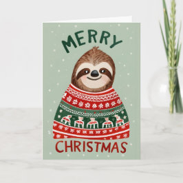 Tarjeta Divertido Sloth con Navidades Sweater
