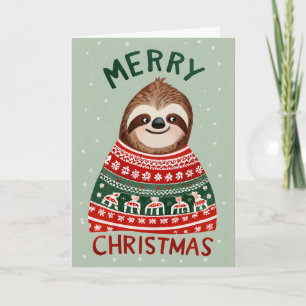 Tarjeta Divertido Sloth con Navidades Sweater