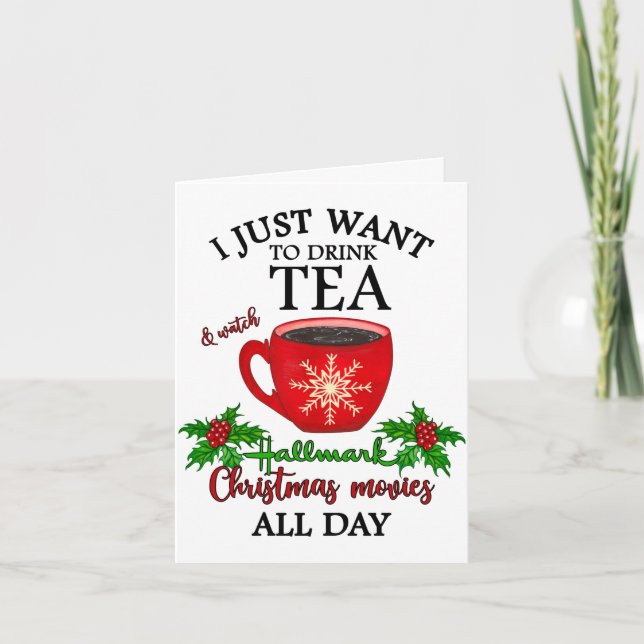 Tarjeta Divertido Solo Quiero Tomar Té Navidad (Anverso)