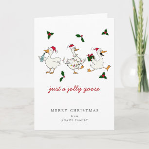 Tarjeta Divertido Solo Un Ganso Alegre Tonto Santa Navidad