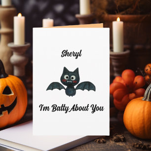 Tarjeta Divertido soy malo por ti, Halloween Bat con nombr