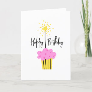 Tarjeta Divertido Sparkler Cupcake Añadir un nombre tarjet