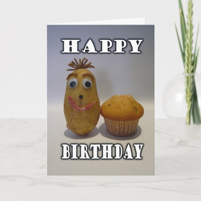 Tarjeta Divertido "Spud" Muffin - Feliz cumpleaños para el (Anverso)