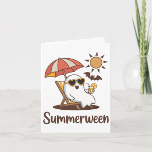 Tarjeta Divertido Summerween Lindo Espeluznante Fantasma d
