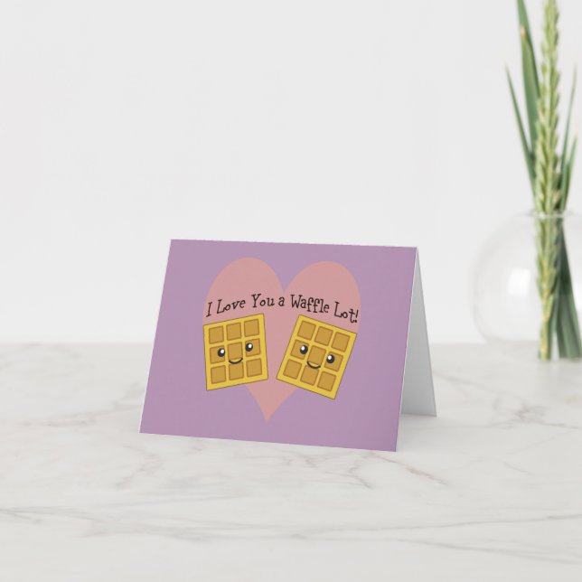 Tarjeta Divertido Te Amo Muchísimo Cute Kawaii Waffles (Anverso)