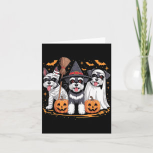 Tarjeta Divertido Tres Miniatura Schnauzer Calabaza Hallow