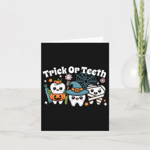 Tarjeta Divertido Trick O Dientes Halloween Higienista Den