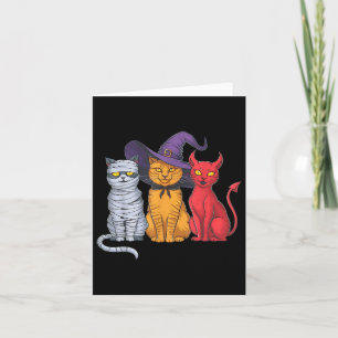 Tarjeta Divertido trío de gato de Halloween disfraz bruja