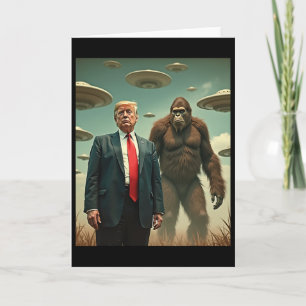 Tarjeta Divertido Trump Bigfoot Ovni Encuentro Alienígena