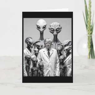 Tarjeta Divertido Trump con conspiración de extraterrestre