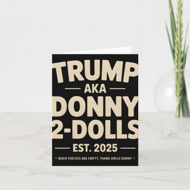 Tarjeta Divertido Trump Donando Dos Muñecas A Dos Muñecas  (Anverso)