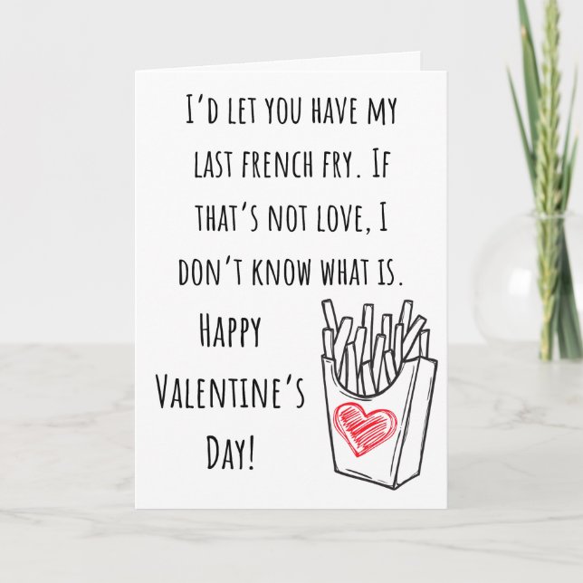 Tarjeta Divertido Valentine Mi Último Fry Francés Doblado (Anverso)