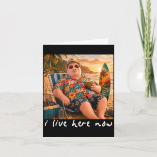 Tarjeta Divertido Verano Playa Surfing Vivo Aquí Ahora