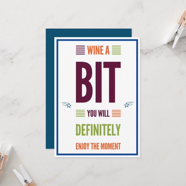 Tarjeta Divertido Vino Un Poco Mejor (Anverso/Reverso In Situ)