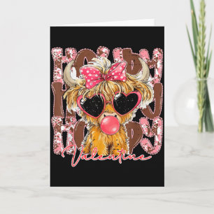 Tarjeta Divertido Western Howdy San Valentín Vaca Highland